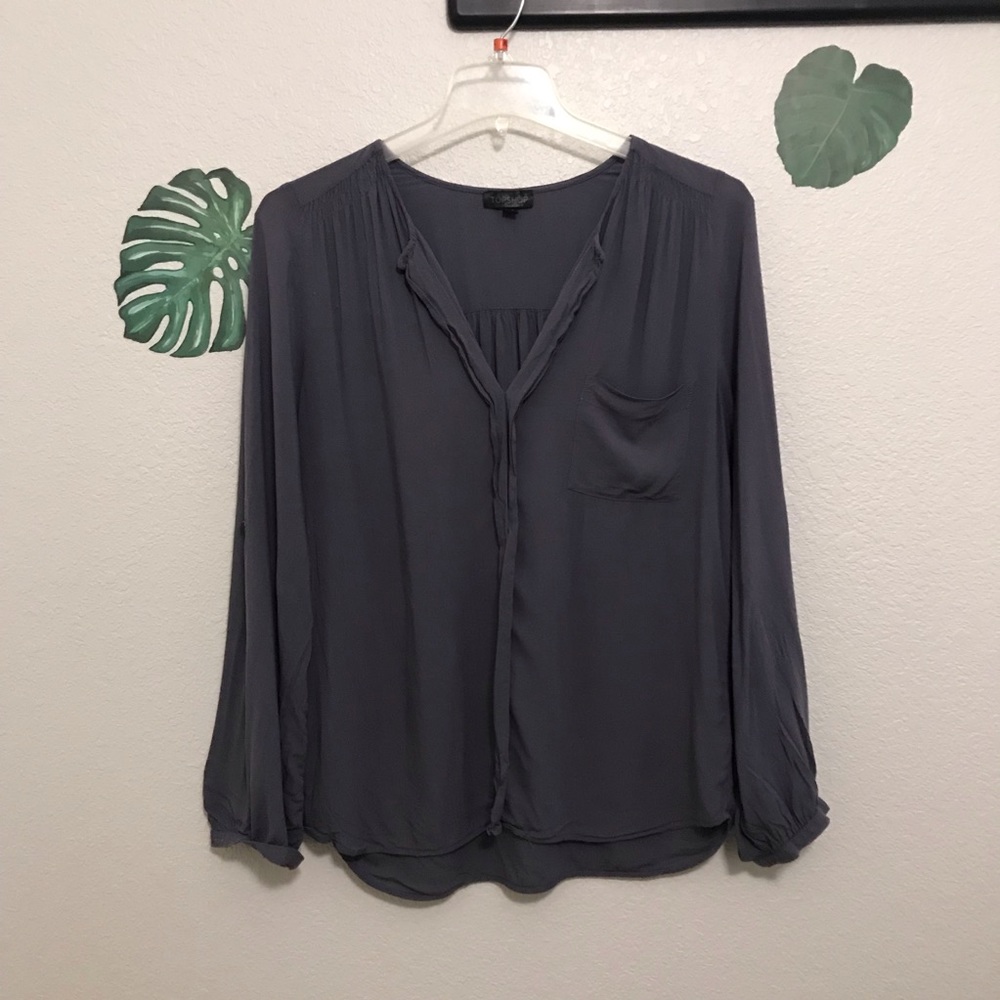 Topshop top shop grey blouse